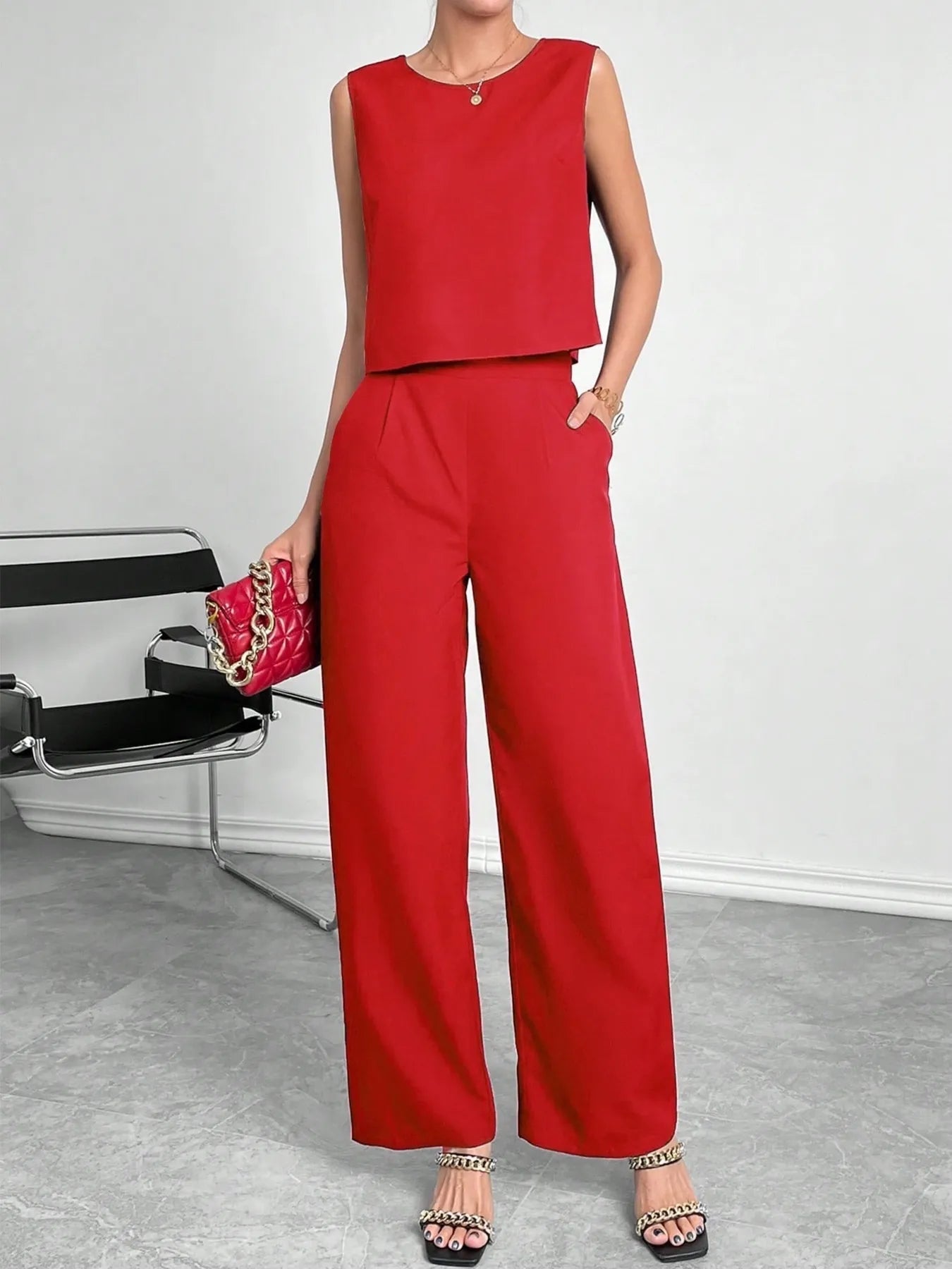 casual round neck outfit front elegant style