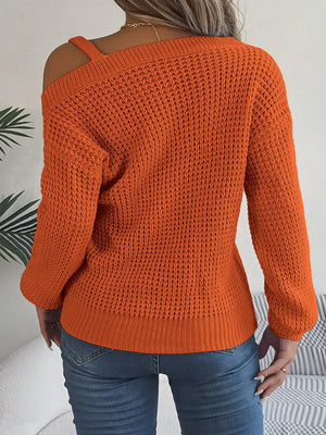 back look asymmetrical neck sweater full detail