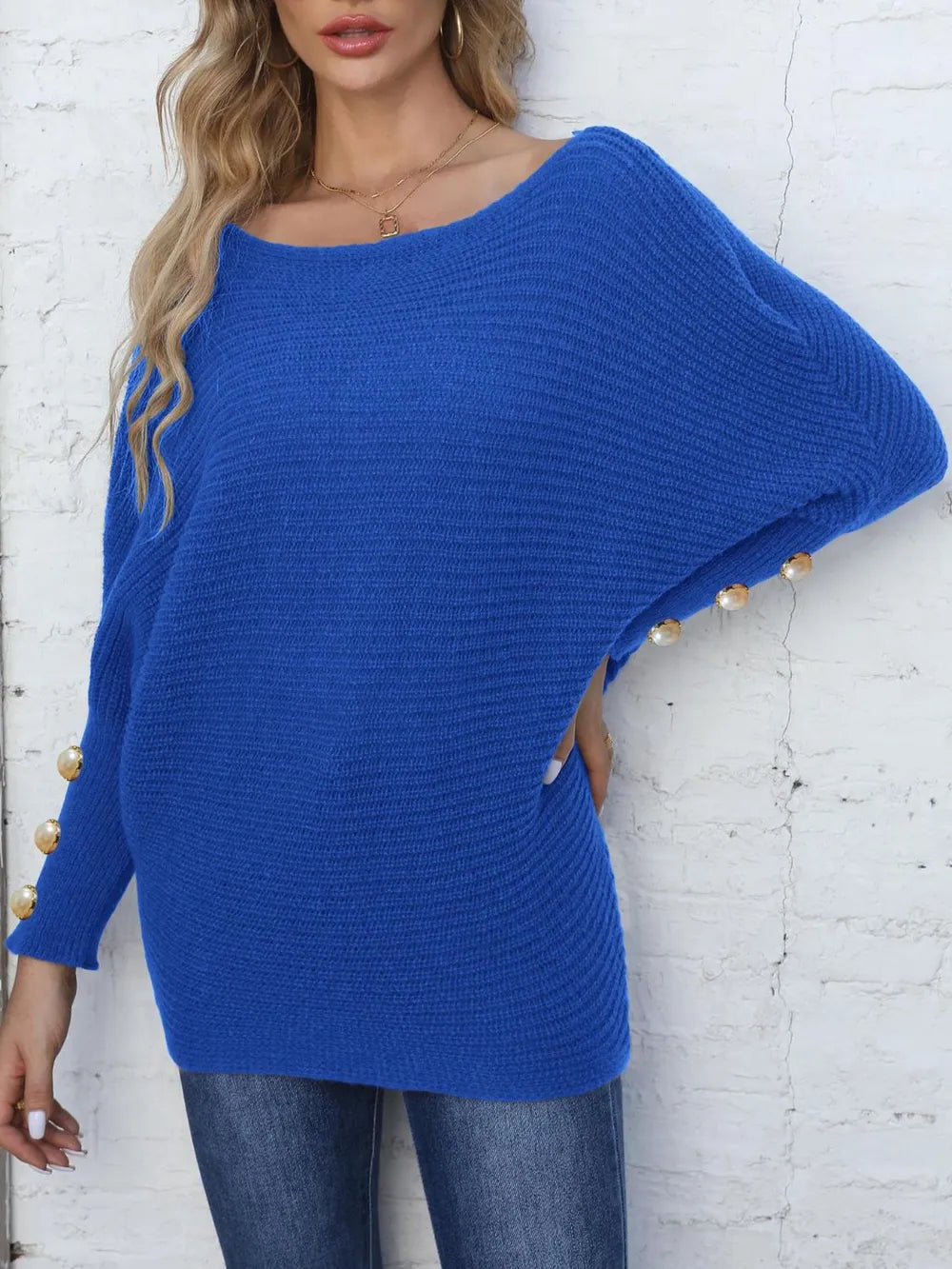 Elegant women boat neck sweater front minimal design