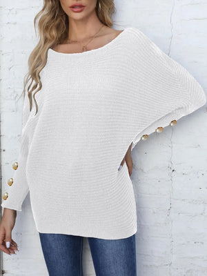 Stylish boat neck sweater front modern outfit