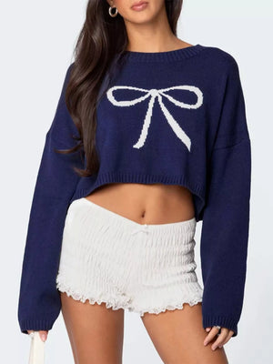 Front angle view of stylish cropped sweater