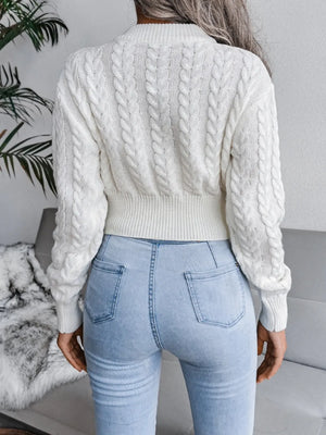 cable knit round neck sweater back view design