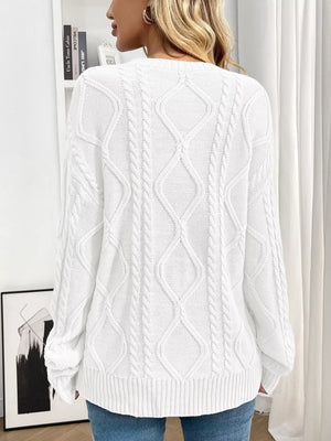 back side cable knit sweater full design view