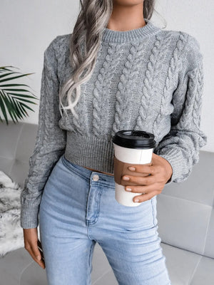 thick knit sweater round neck front comfortable style