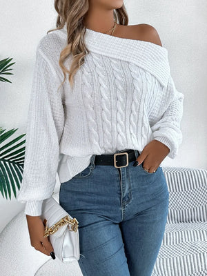 Casual chic one shoulder sweater front comfortable knitwear