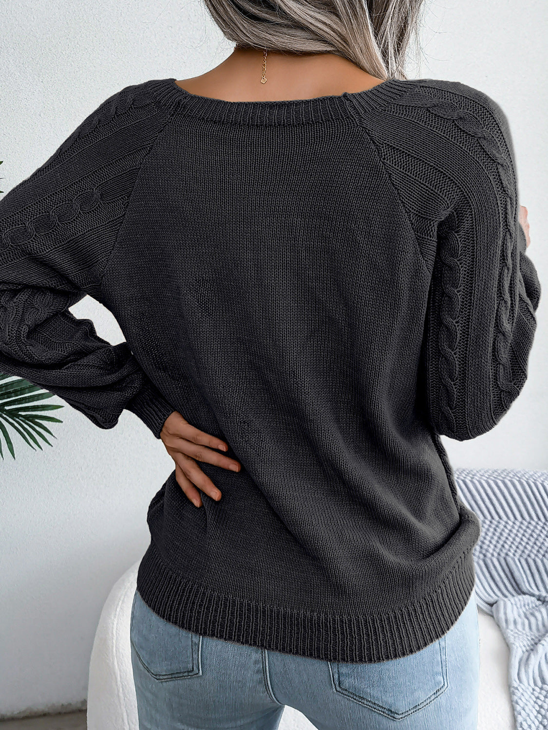 warm cable knit sweater back design simple elegant