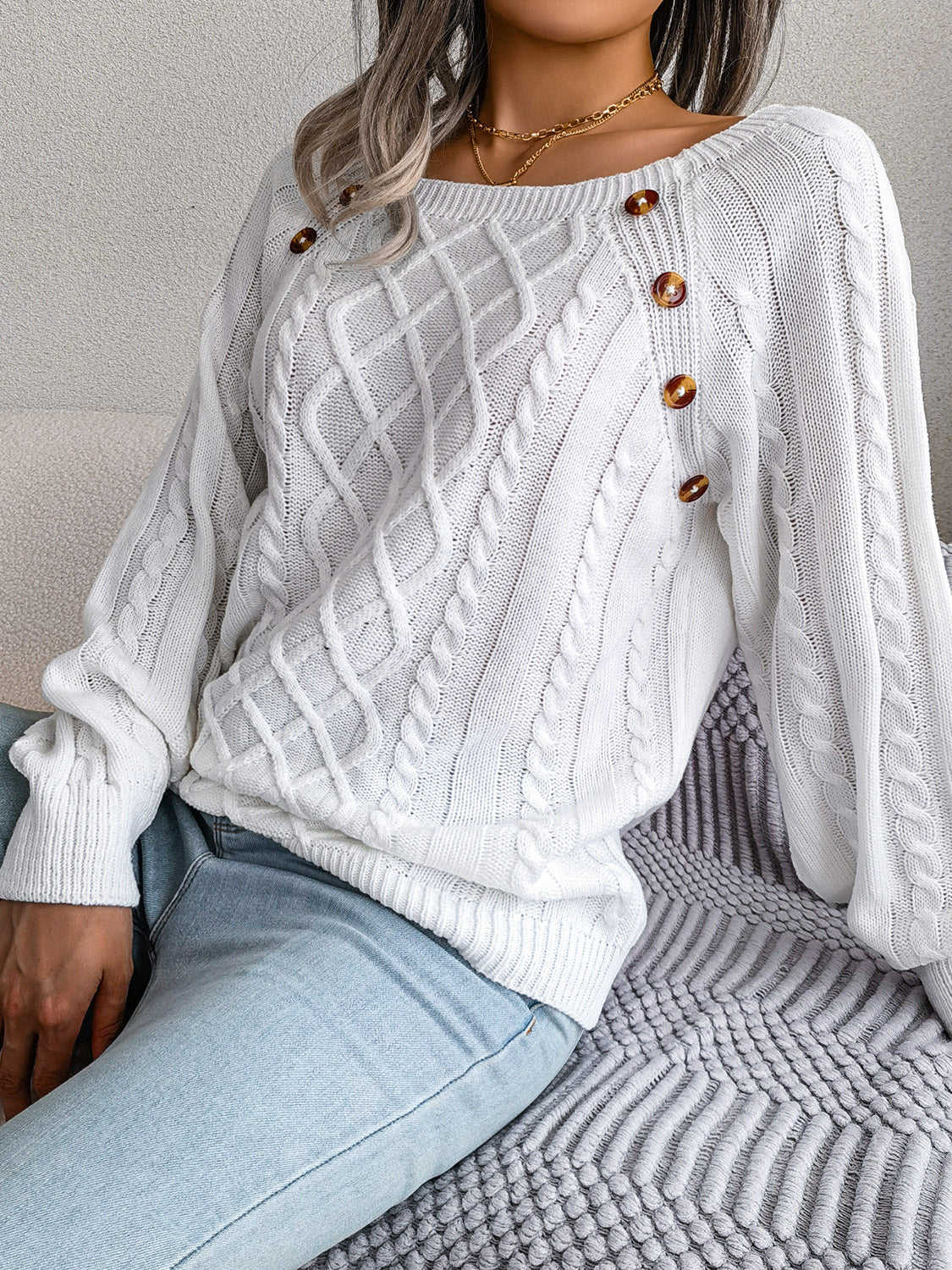 stylish knit sweater front view soft fabric winter wear