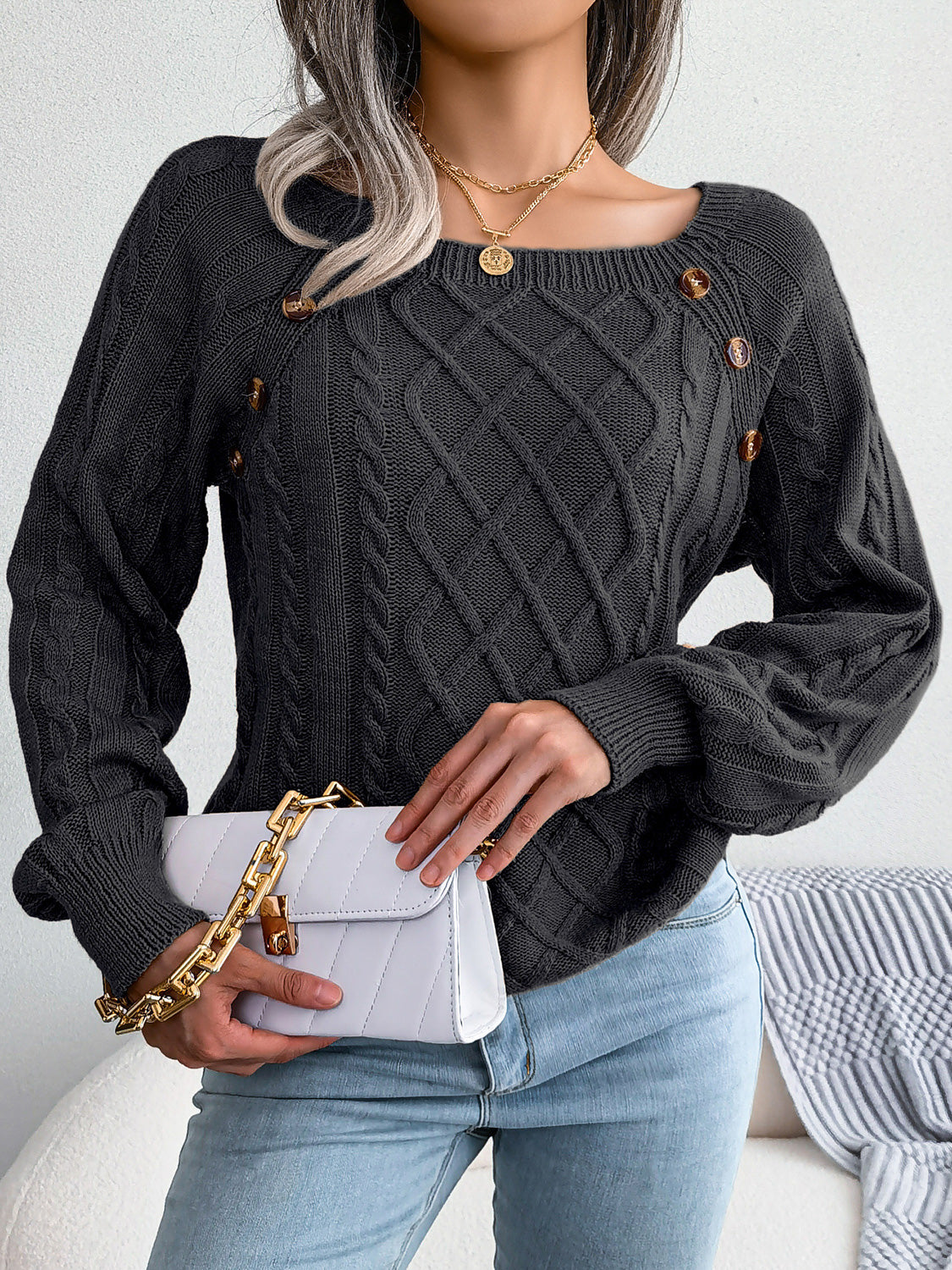 elegant cable knit sweater front outfit cozy fashion