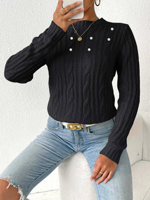 Modern cable knit sweater front casual winter outfit