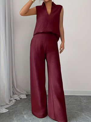 casual chic sleeveless outfit front style