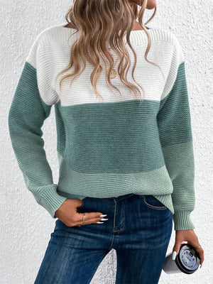 Modern oversized color block sweater front style