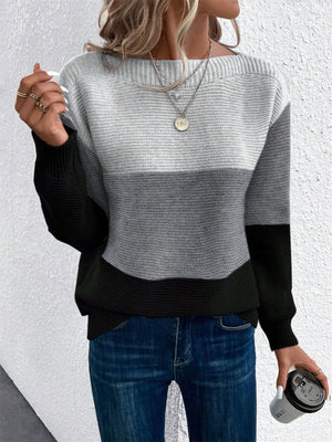 Trendy drop shoulder sweater front detail