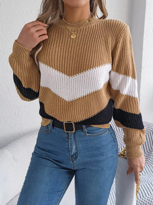 daily wear chevron stripe sweater front look