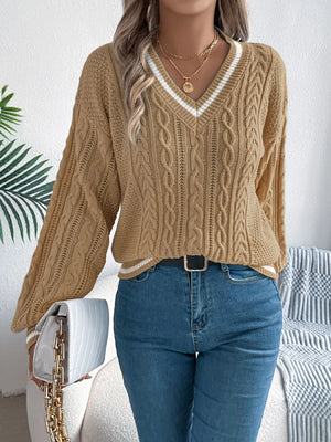 Cozy cable knit sweater front comfortable winter look