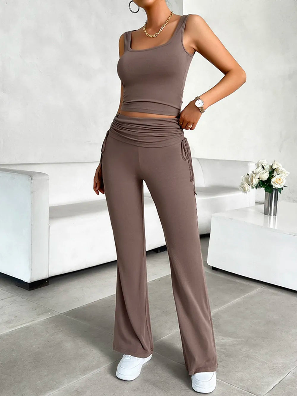 Stylish women’s matching set outfit front 