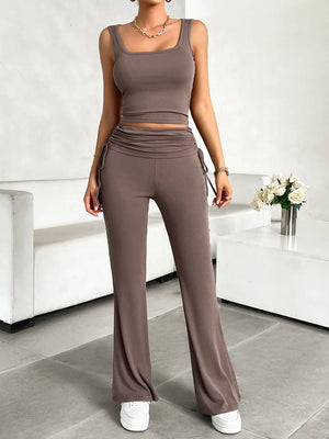 Alt: Trendy square neck casual two-piece outfit