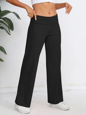 Front look of elastic waist wide leg pants