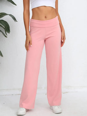 Comfortable elastic waist wide leg pants front
