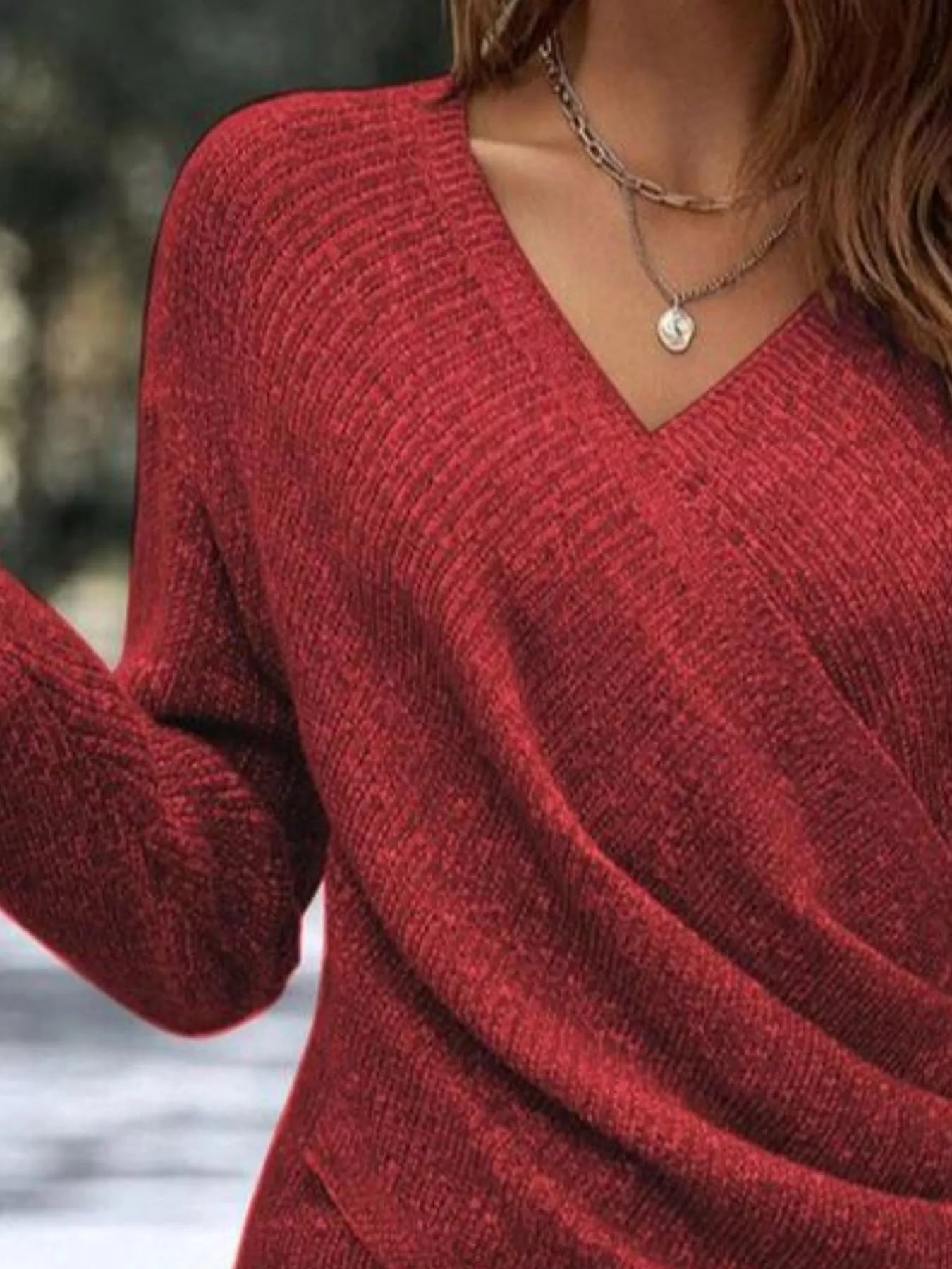 elegant wrap style knit top front soft texture