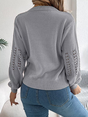 Hollow out eyelet sweater back view detailed knit