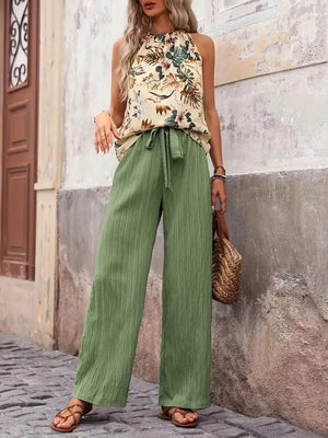 Stylish printed two-piece women's set front view