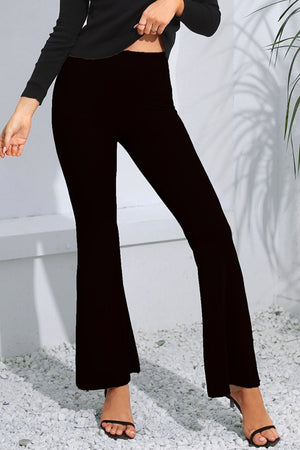 Fabric detail of high waist flare pants