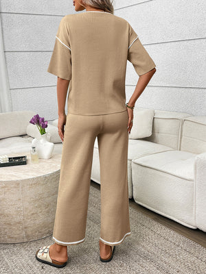 Back full view of round neck half sleeve set