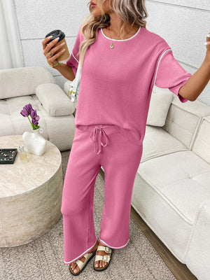Front fashionable look of half sleeve outfit set