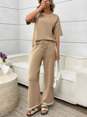 Front comfortable lounge outfit with top and pants