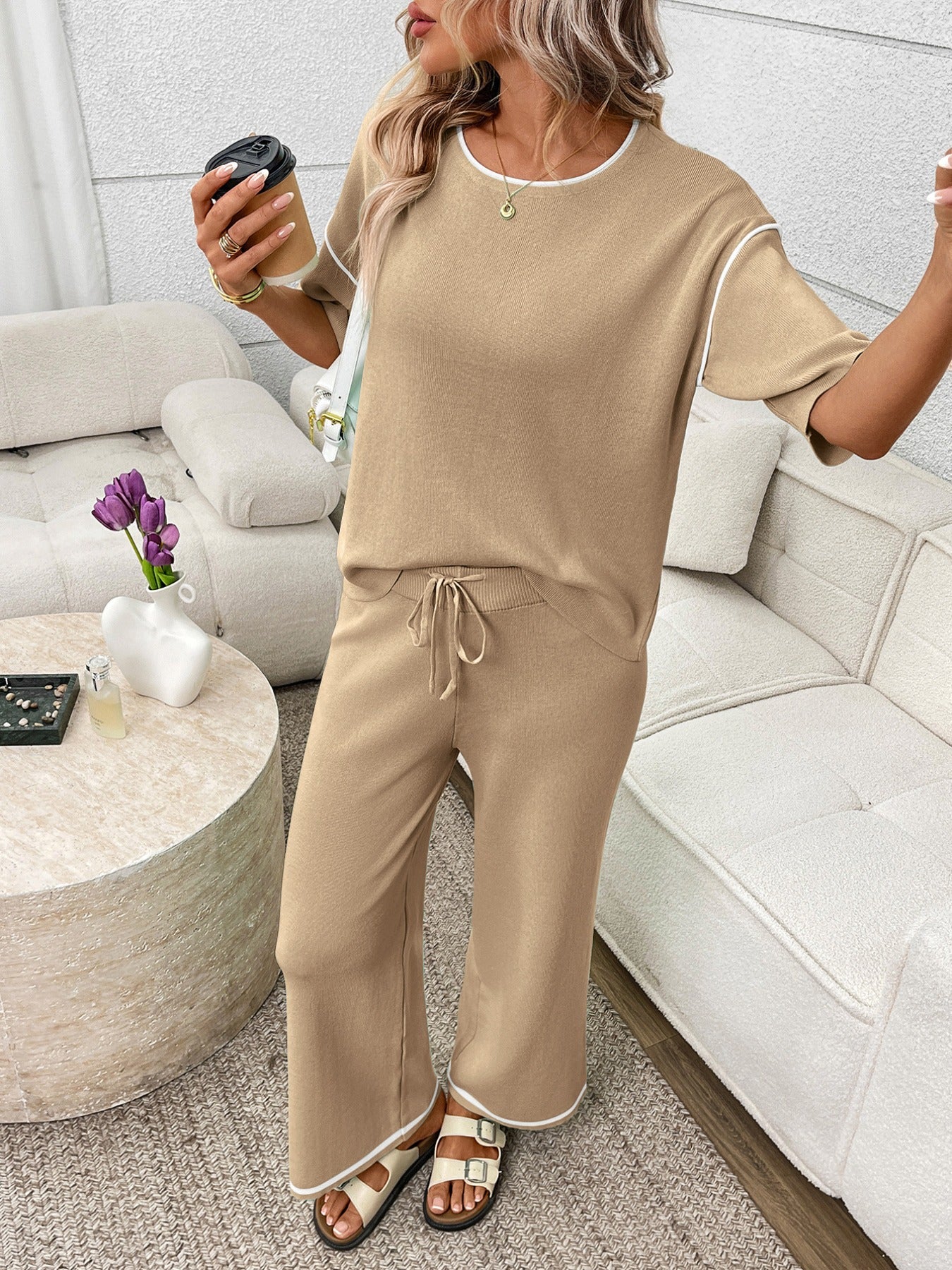 Trendy front look of casual matching set