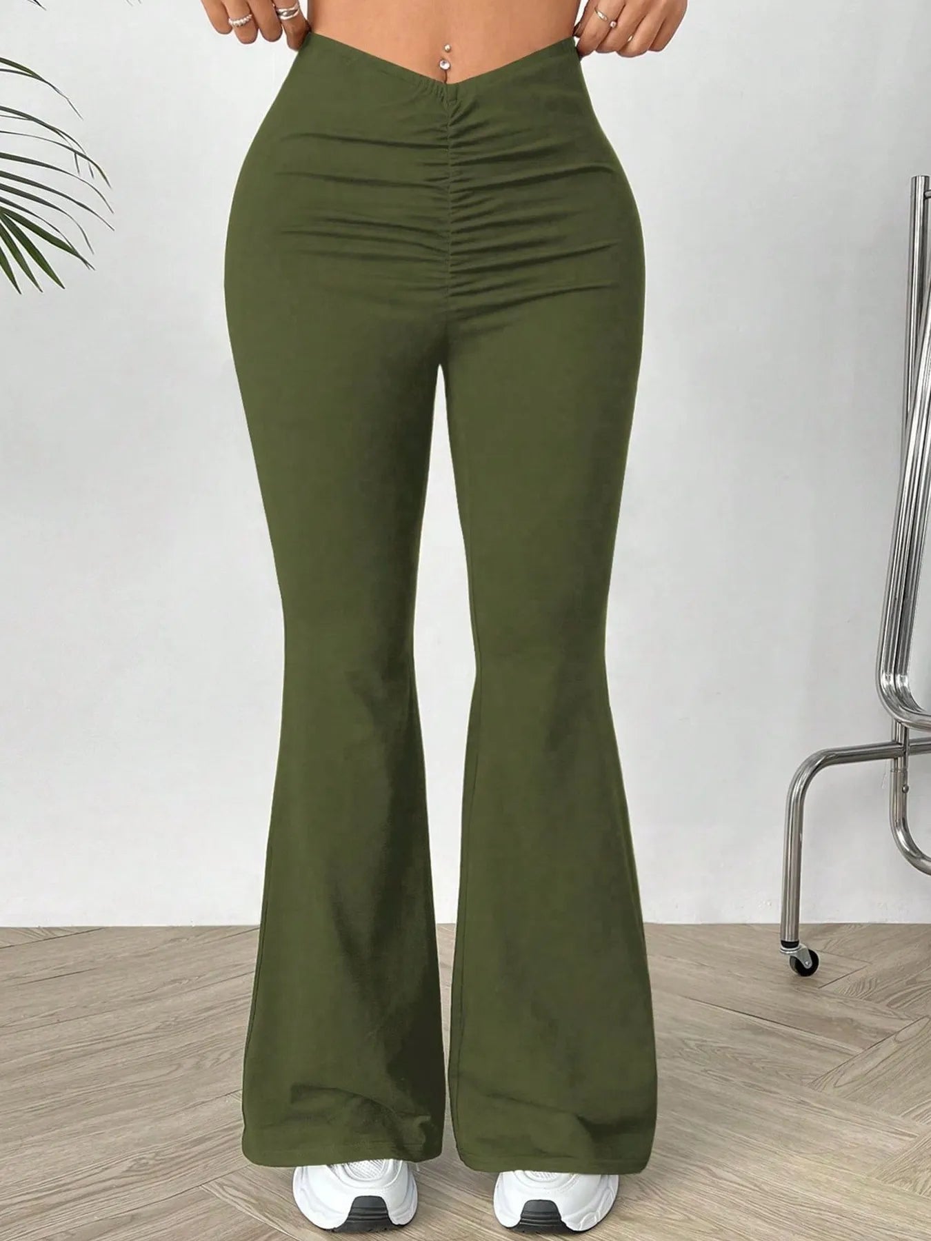 Front view of High Waisted Flare Pants