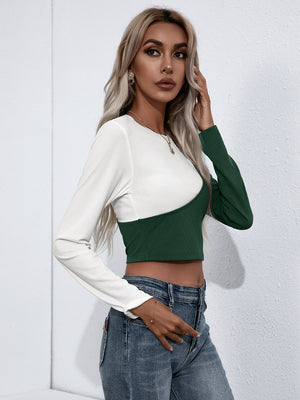 Ivy Lane cropped contrast color tee modern front view