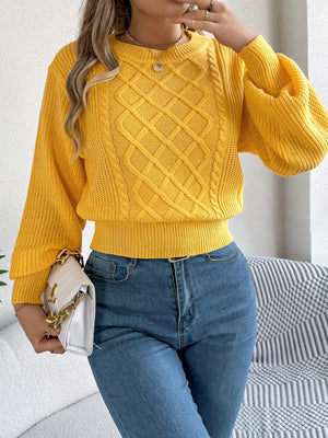 cozy diamond cable knit sweater front casual winter look