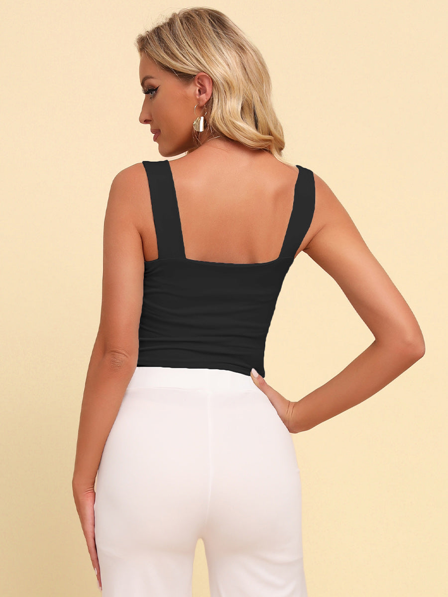 Sleeveless knit top square neck back design