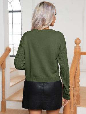 Back side cable knit sweater long sleeve cozy winter wear