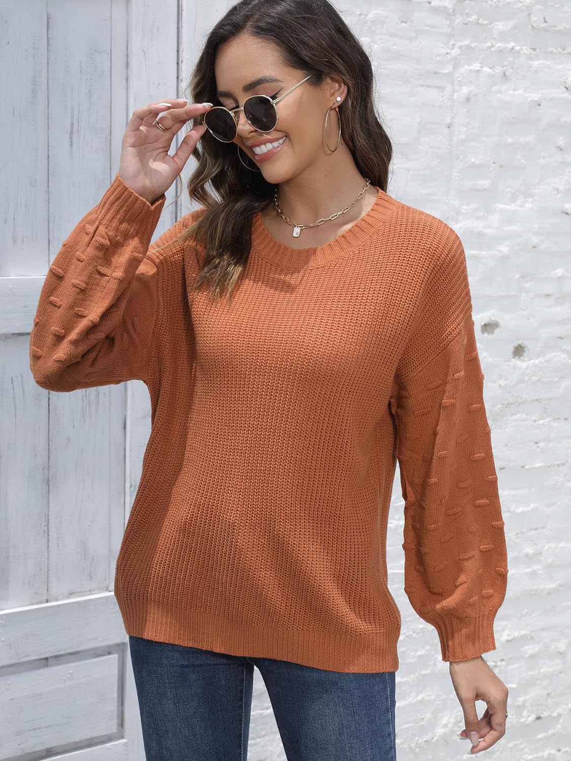 Casual dropped shoulder sweater front side stylish daily outfit