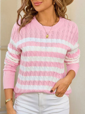 women's striped knit sweater front daily wear fashion
