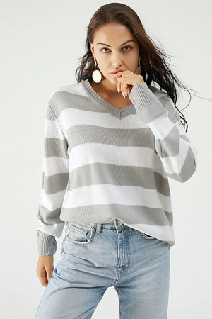 Leopard V-Neck Long Sleeve Sweater front view for women