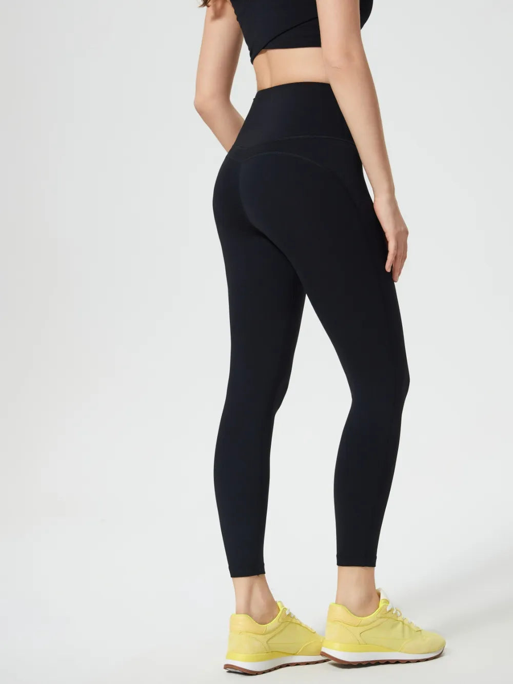 Back view of Millennia wide waistband active leggings