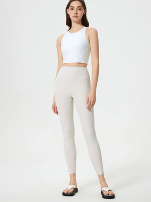 Front clean design of Millennia wide waistband leggings