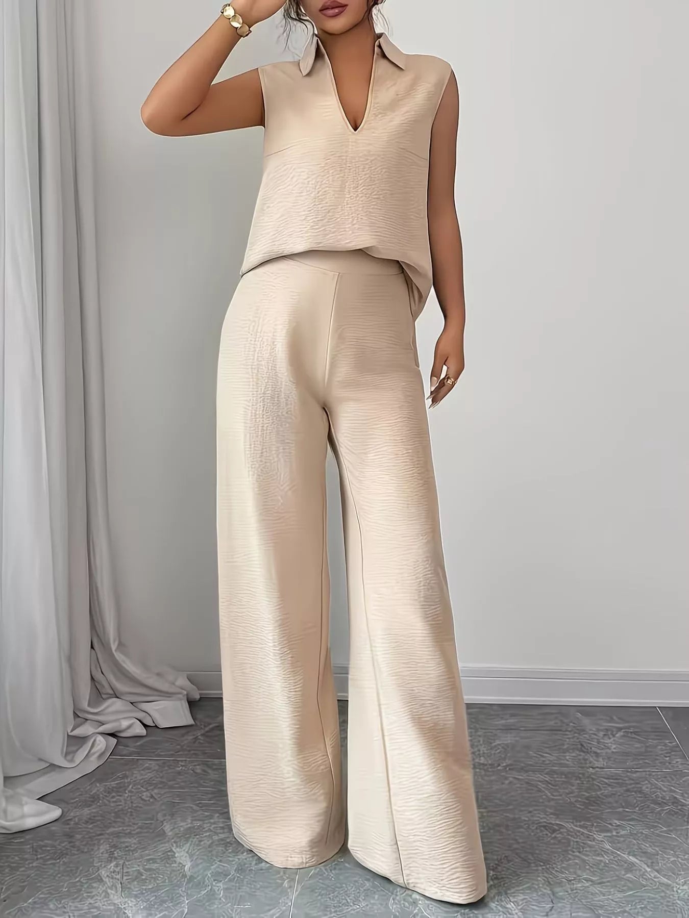 modern women sleeveless outfit front look
