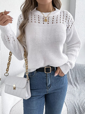 Women's knit sweater openwork front chic design