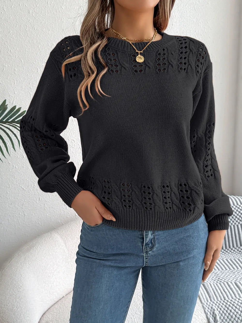openwork sweater front modern casual fashion