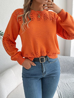 openwork round neck sweater front full look