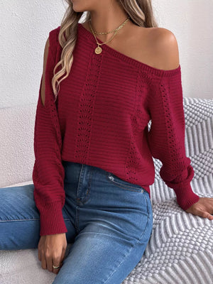 Women's stylish openwork sweater front styling