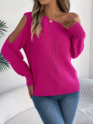 Front look of asymmetrical one shoulder sweater fashion
