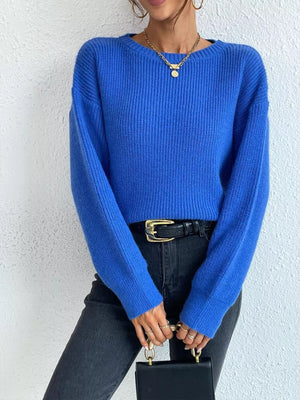 Ribbed sweater front view soft fabric design