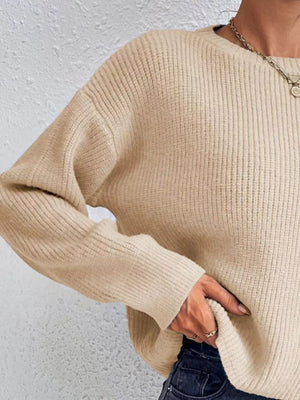 Stylish ribbed sweater front soft knit texture