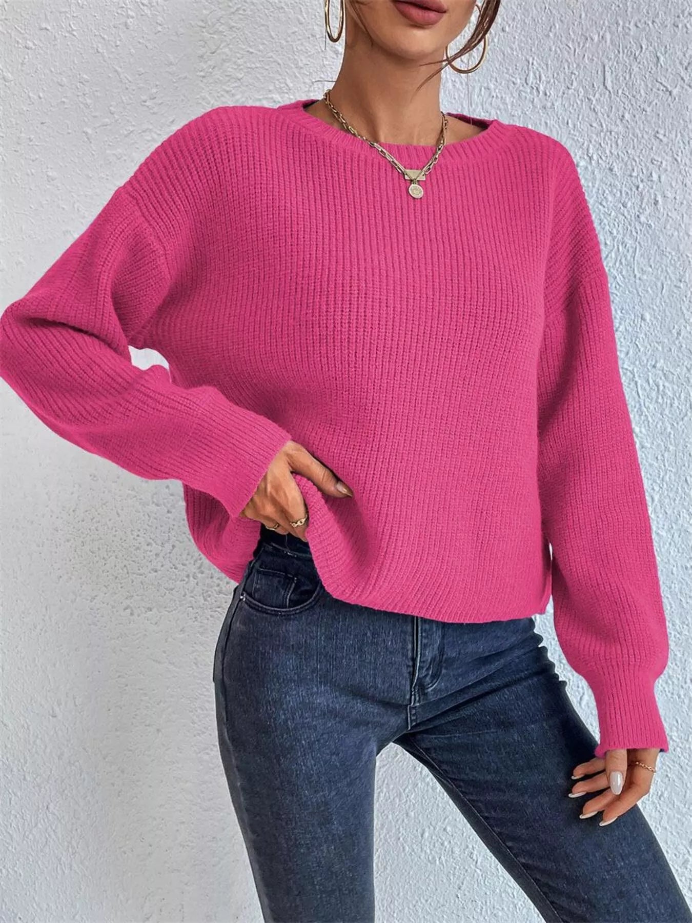 Casual ribbed sweater front relaxed outfit