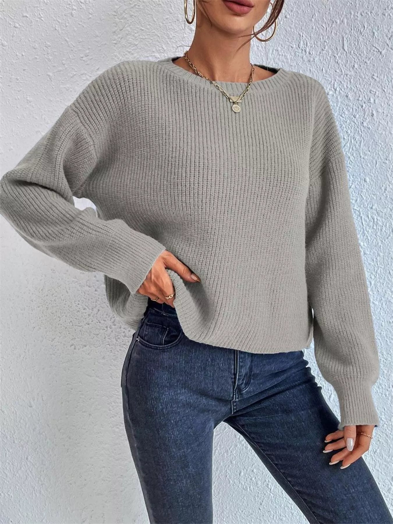 Ribbed sweater front modern casual outfit